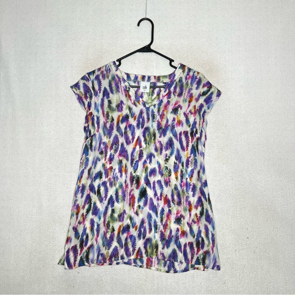 Cabi Plum Top Feather Multicolor Women’s Blouse Size S
